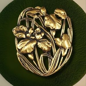 Art Nouveau Style Brooch with Iris Motif